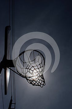 A basketball hoop on the street
