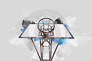 Basketball hoop - Street art digital painting - Creative illustration