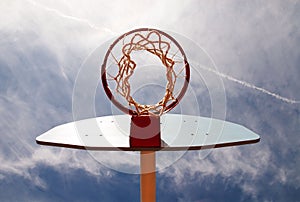 Basketball hoop from underneath