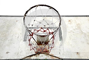 Basketball hoop on white background