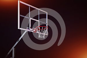 Basketball houp on black arena background