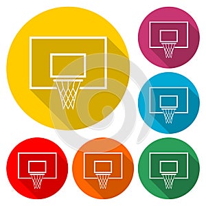 Basketball icon design, color icon with long shadow