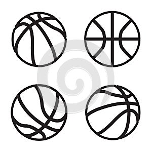 Basketball icon in four variations. Vector eps 10.