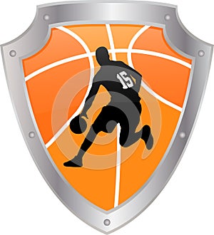 Basketball icon shield