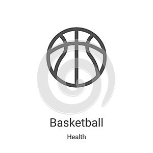 basketball icon vector from health collection. Thin line basketball outline icon vector illustration. Linear symbol for use on web