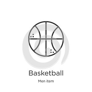 basketball icon vector from men item collection. Thin line basketball outline icon vector illustration. Outline, thin line