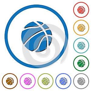 Basketball icons with shadows and outlines