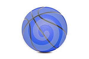 Basketball isolated on white background. Blue ball, sport object concept. New navy basketball with black lines. 3D