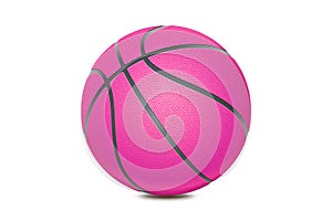 Basketball isolated on white background. Pink ball, sport object concept. New rose basketball with black lines. 3D