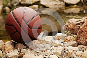 Basketball lake stone background nobody