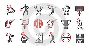 Basketball line icons. Vector signs for web graphics.