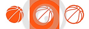 Basketball logo set of vector icon for streetball championship tournament, school or college team league. Vector flat basket ball