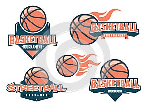 Basketball logo set vector â€“ stock illustration