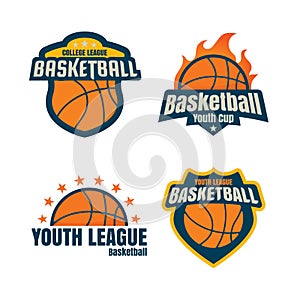 Basketball logotype , collectionsport badge set, vector illustration