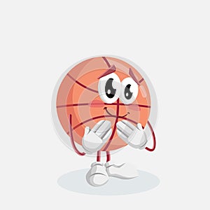 Basketball mascot and background ashamed pose
