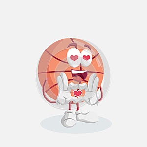 Basketball mascot and background in love pose