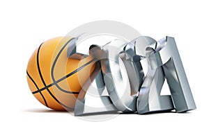 Basketball new year 2021 on a white background 3D illustration, 3D rendering