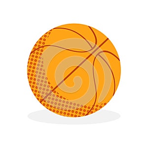 Basketball orange ball in vector. Sports flat icon. Isolated object on white background