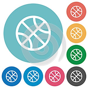 Basketball outline flat round icons