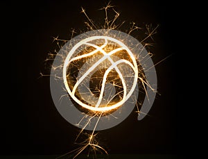 Basketball outline in sparks