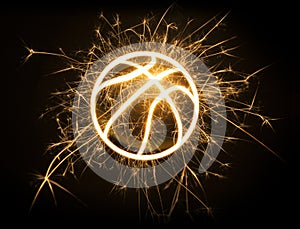 Basketball outline in sparks