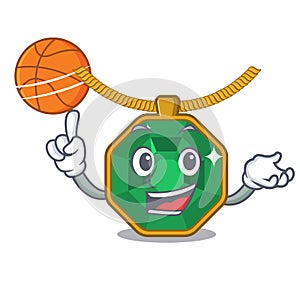 With basketball peridot jewelry isolated in the mascot