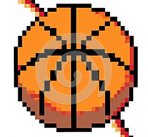 Basketball in pixel art style.Basketball vector illustration. Pixelart ball illustration cartoon 8 bit. Pixel-art basketball.