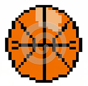 Basketball in pixel art style.Basketball vector illustration. Pixelart ball illustration cartoon 8 bit. Pixel-art basketball.