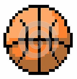 Basketball in pixel art style.Basketball vector illustration. Pixelart ball illustration cartoon 8 bit. Pixel-art basketball.