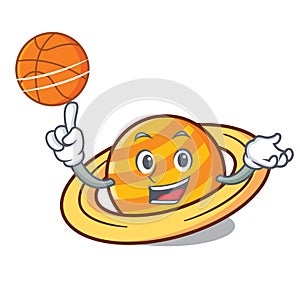 With basketball planet saturnus character cartoon