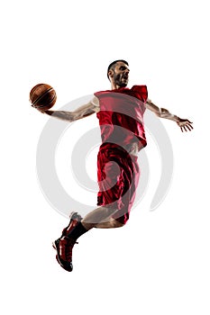 Basketball player in action isolated on white