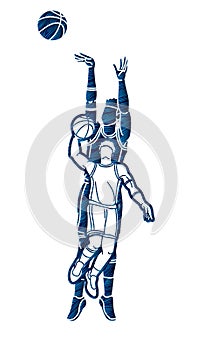 Basketball player action sport graphic vector
