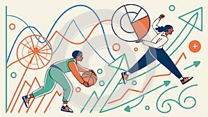 Basketball player action, sports moment and dynamic game play vector design Generative AI photo
