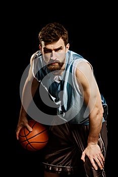 Basketball player with a ball