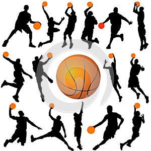 Basketball player and ball vector