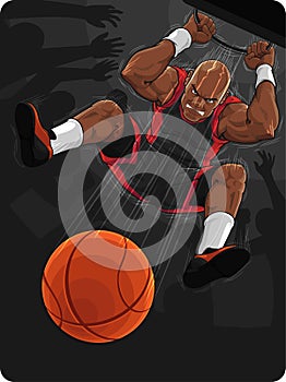 Basketball Player Doing Slam Dunk