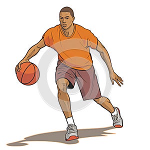 Basketball Player Dribble Isolated Illustration. generative ai