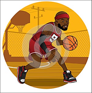 Basketball player dribbling the ball