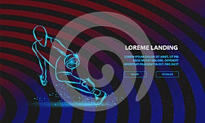 Basketball player dribbling with a ball. Vector Sport Background for Landing Page Template.