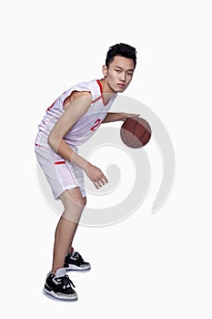 Basketball Player Dribbling, Studio Shot