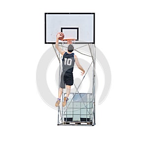 Basketball player dunking in the hoop