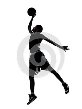 Basketball player dunking silhouette