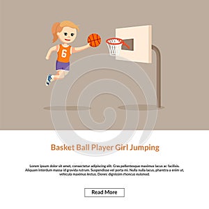 Basketball player girl jumping in Field