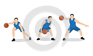 Basketball player. Group of 3 different basketball players in different playing positions