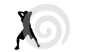 Basketball player holding the ball and makes a feint. Silhouette