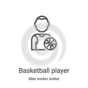 basketball player icon vector from man worker avatar collection. Thin line basketball player outline icon vector illustration.