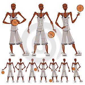 Basketball player illustrations set.