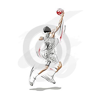 Basketball player jump shot digital painting