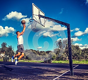 Basketball player jumping