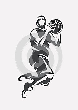 Basketball player jumping silhouette